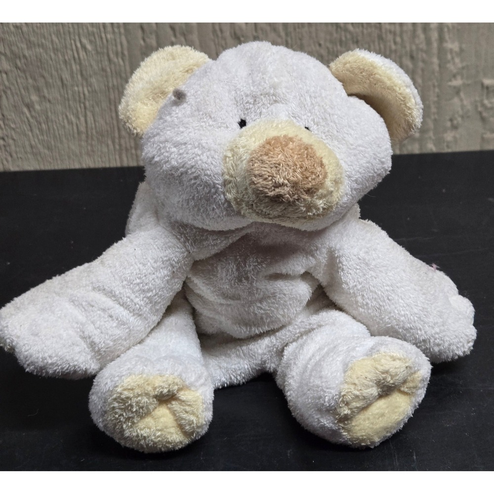 Vintage Ty Pluffies Cloud Polar Bear White Yellow Plush Stuffed Animal Toy 2002